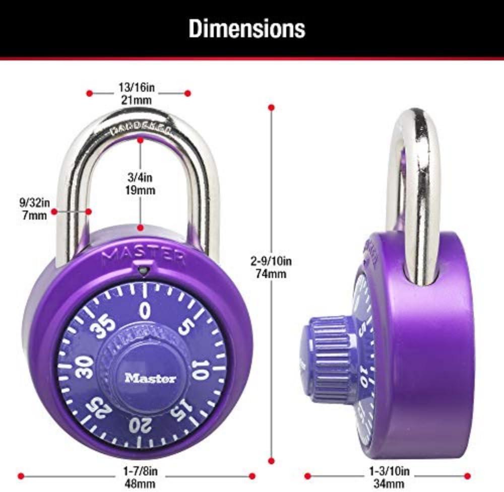 imageMaster Lock 1526D Locker Lock Combination Padlock 1 Pack Purple1 Pack  Colors may vary