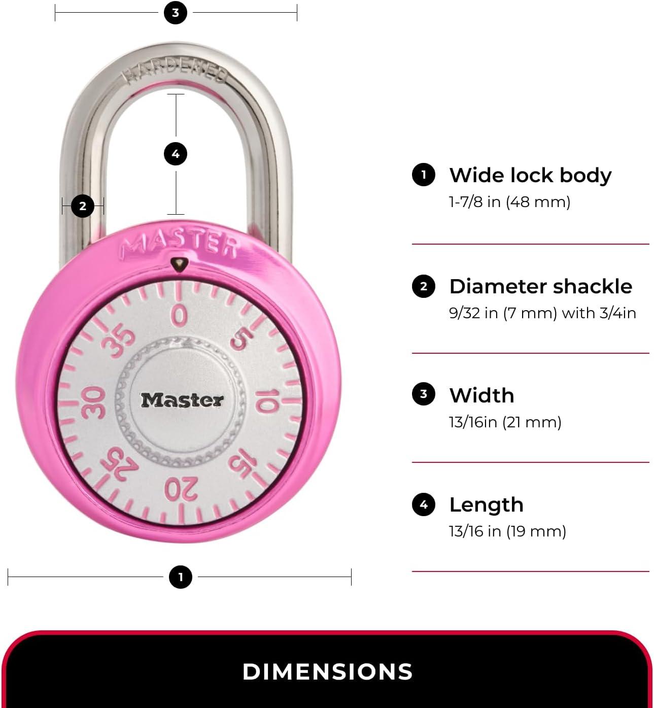 imageMaster Lock 1526D Locker Lock Combination Padlock 1 Pack Purple1 Pack  Pink