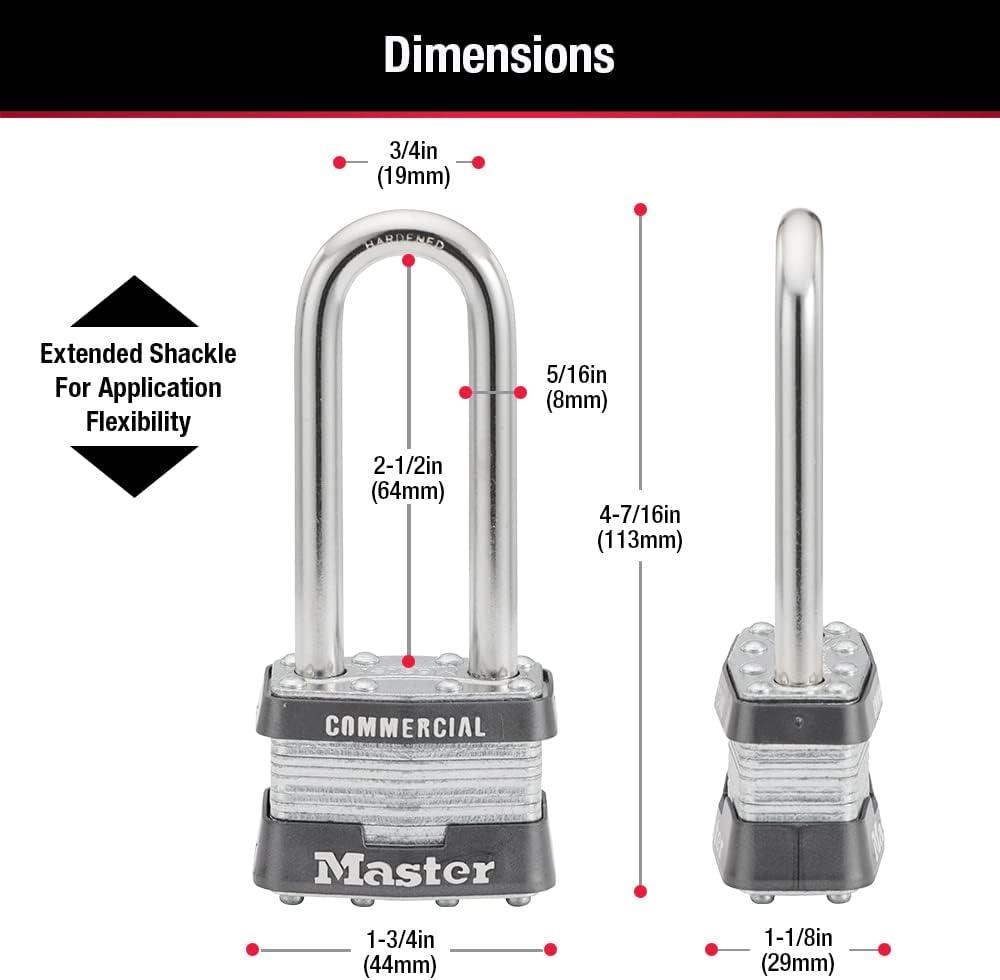 imageMaster Lock 1KALJ Outdoor Padlock with Key 1 Pack Silver