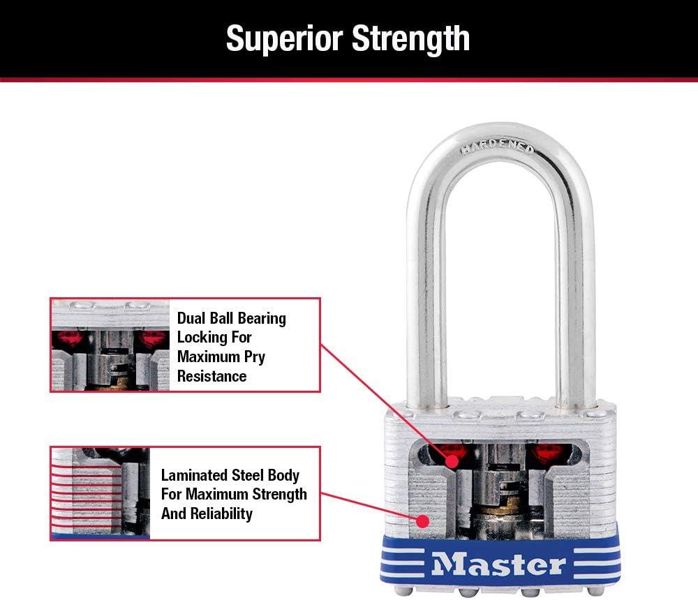 imageMaster Lock 3DLH Outdoor Padlock with Key 1 Pack112 shackle