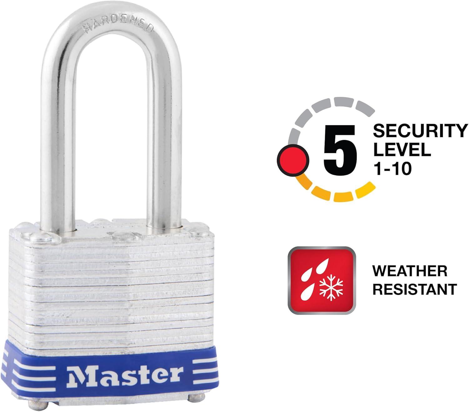 imageMaster Lock 3DLH Outdoor Padlock with Key 1 Pack112 shackle