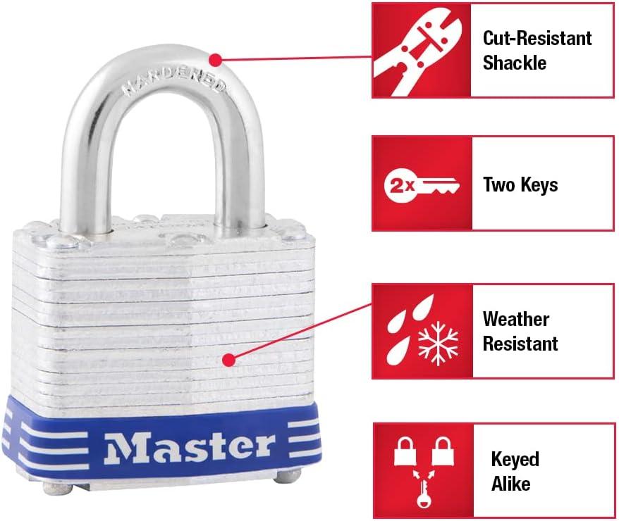 imageMaster Lock 3DLH Outdoor Padlock with Key 1 Pack34 shackle