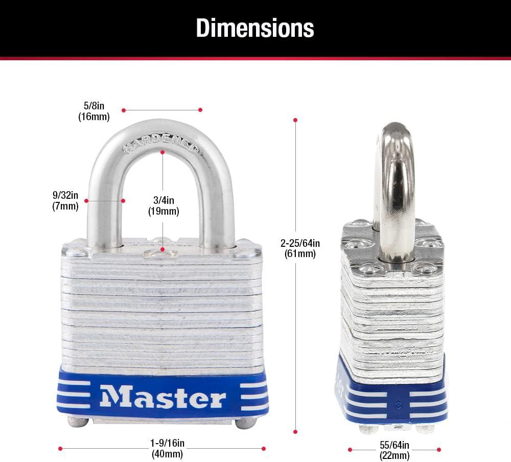 imageMaster Lock 3DLH Outdoor Padlock with Key 1 Pack34 shackle