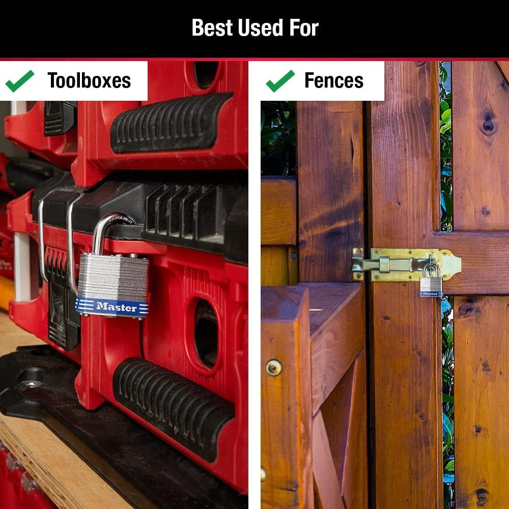 imageMaster Lock 3T 1916Inch Wide KeyedAlike Padlock 932Inch Shackle 2Pack112 Inch