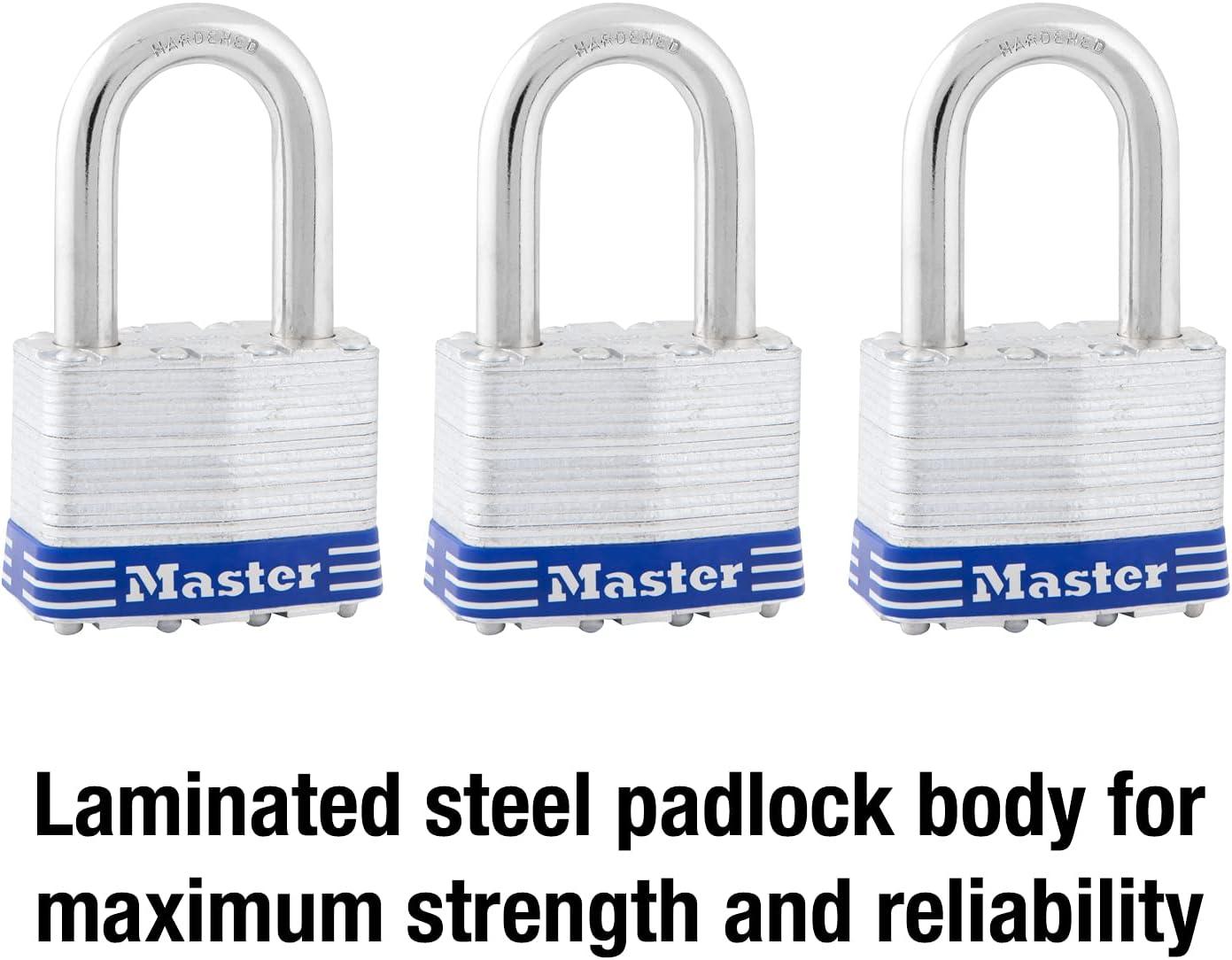 imageMaster Lock 5DLF Outdoor Padlock with Key 1 Pack Silver3 Pack  KeyedAlike