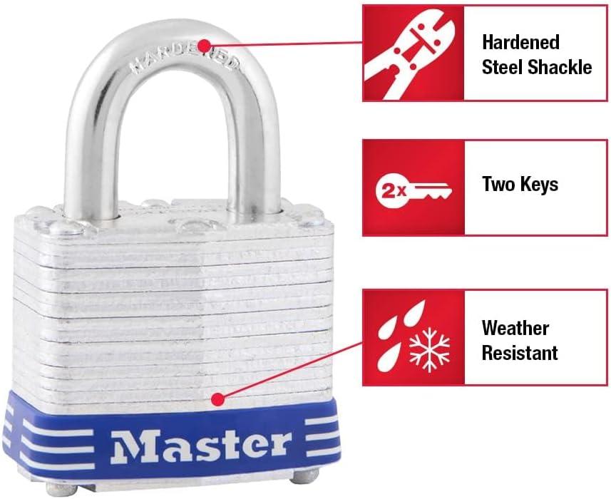 imageMaster Lock 5T Outdoor Padlock with Key 2 Pack KeyedAlike Silver1 Pack