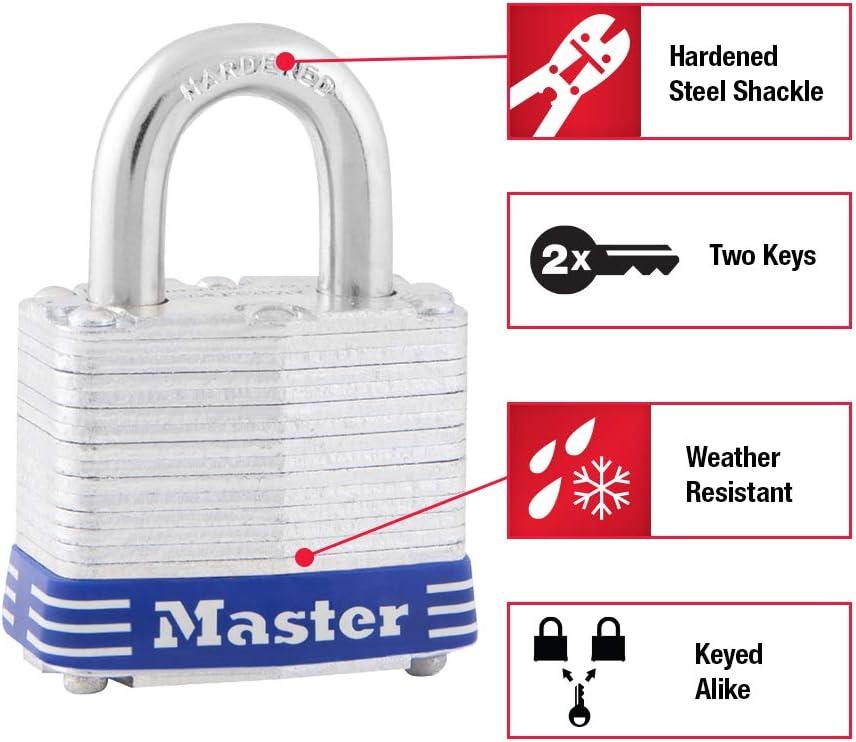 imageMaster Lock 5T Outdoor Padlock with Key 2 Pack KeyedAlike Silver2 Pack  KeyedAlike