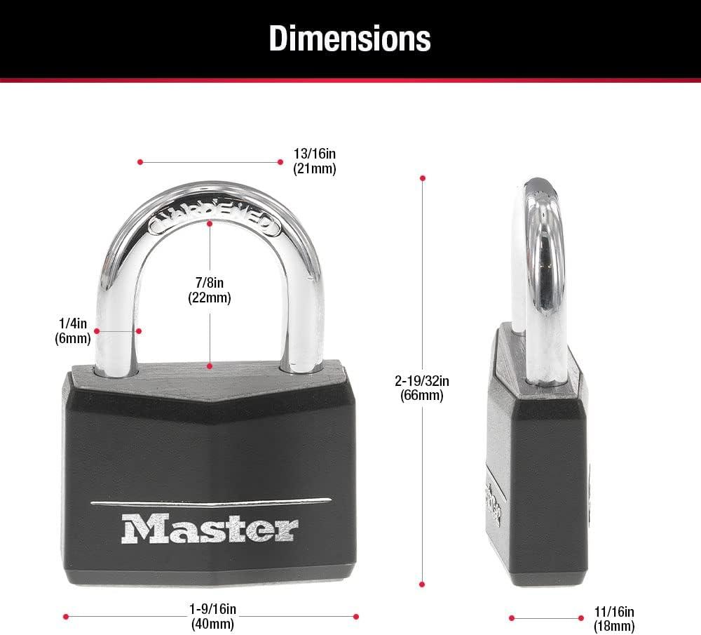 imageMaster Lock Black Covered Aluminum Padlock Gym Locker Lock with Key for Indoor or Outdoor Use with Vinyl Weather Resistant Cover 141DPink