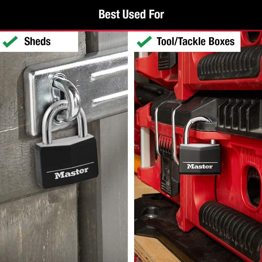 imageMaster Lock Black Covered Aluminum Padlock Gym Locker Lock with Key for Indoor or Outdoor Use with Vinyl Weather Resistant Cover 141DPink