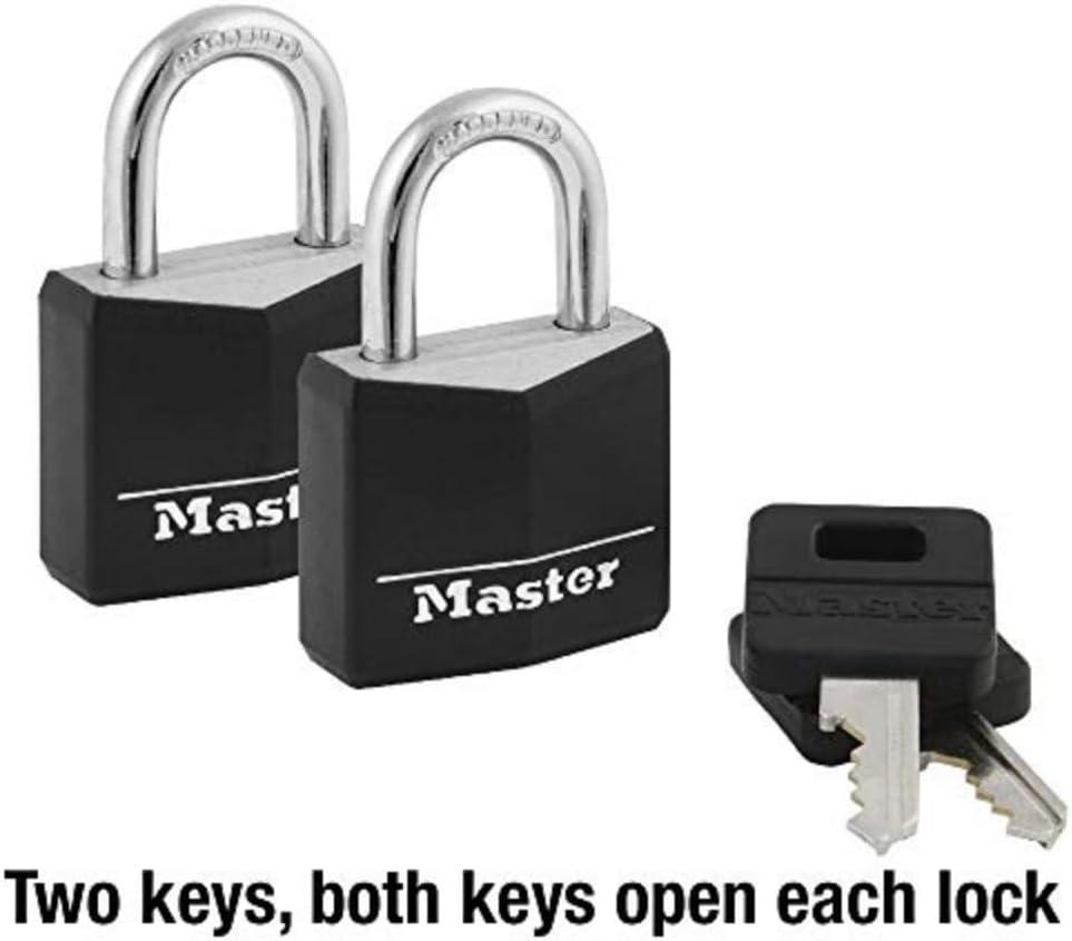 imageMaster Lock Black Outdoor Key Lock Standard Weather Resistant Padlock with Cover Keyed Alike Padlocks for Lockers Fences Sheds or Other Equipment 4 Pack 131Q2 Pack  Keyed Alike