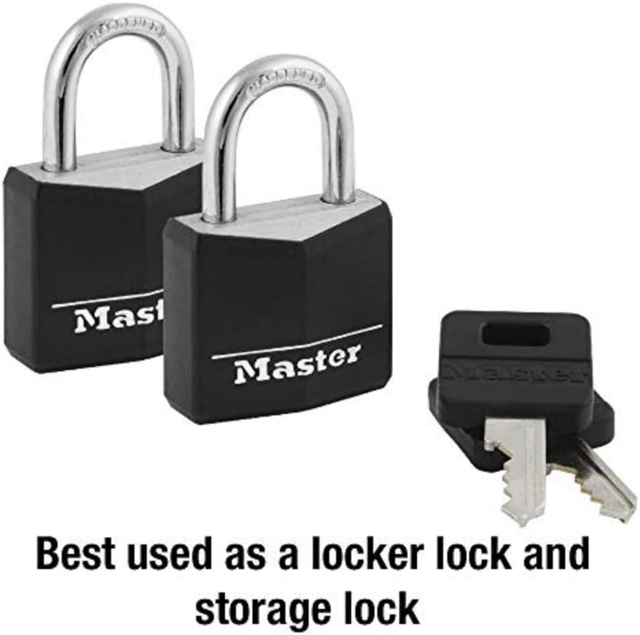 imageMaster Lock Black Outdoor Key Lock Standard Weather Resistant Padlock with Cover Keyed Alike Padlocks for Lockers Fences Sheds or Other Equipment 4 Pack 131Q2 Pack  Keyed Alike