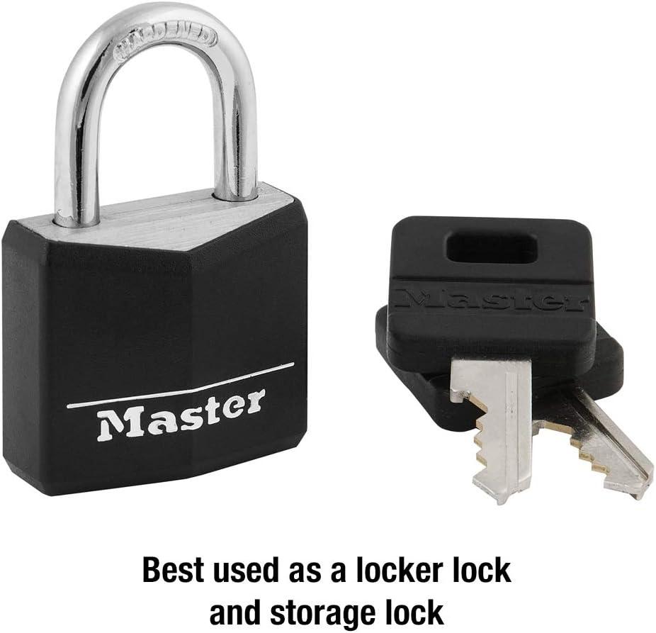 imageMaster Lock Black Outdoor Key Lock Standard Weather Resistant Padlock with Cover Keyed Alike Padlocks for Lockers Fences Sheds or Other Equipment 4 Pack 131Q1 Pack
