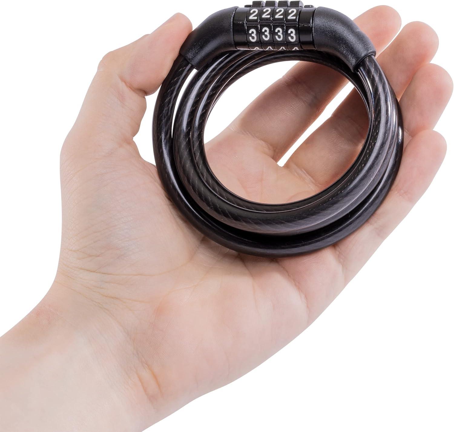 imageMaster Lock Black Set Your Own Combination Bike Lock Metal Cable Lock has a Weather Resistant Vinyl Coating for Outdoor Durability 5 Feet Long 8370D4 Ft Preset Combo