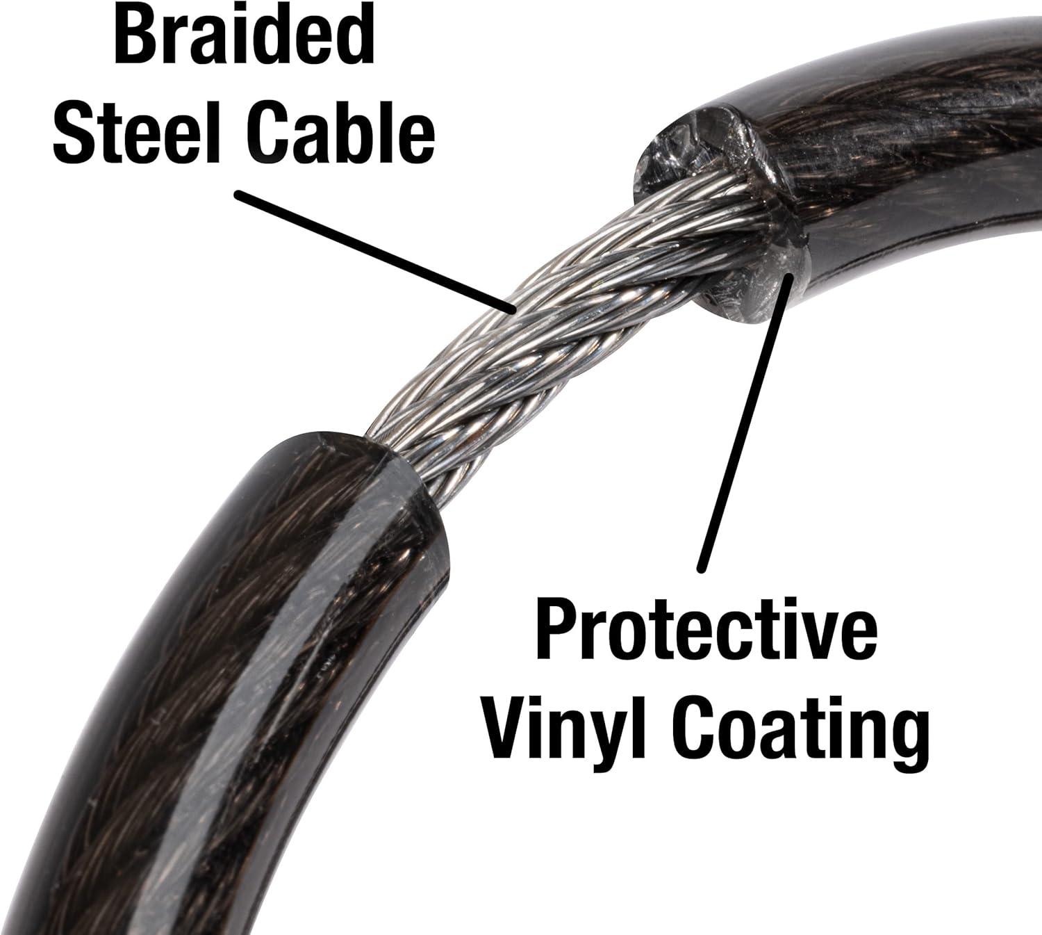 imageMaster Lock Black Set Your Own Combination Bike Lock Metal Cable Lock has a Weather Resistant Vinyl Coating for Outdoor Durability 5 Feet Long 8370D4 Ft Preset Combo