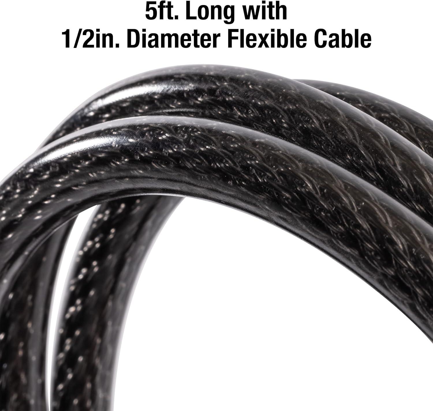 imageMaster Lock Black Set Your Own Combination Bike Lock Metal Cable Lock has a Weather Resistant Vinyl Coating for Outdoor Durability 5 Feet Long 8370D5 Ft Set your own combo