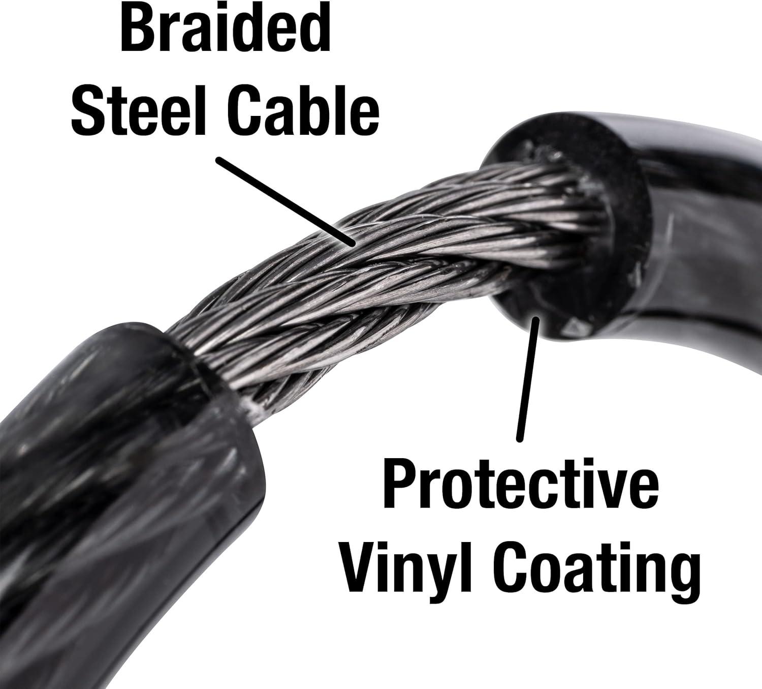 imageMaster Lock Black Set Your Own Combination Bike Lock Metal Cable Lock has a Weather Resistant Vinyl Coating for Outdoor Durability 5 Feet Long 8370D6 Ft Set your own combo