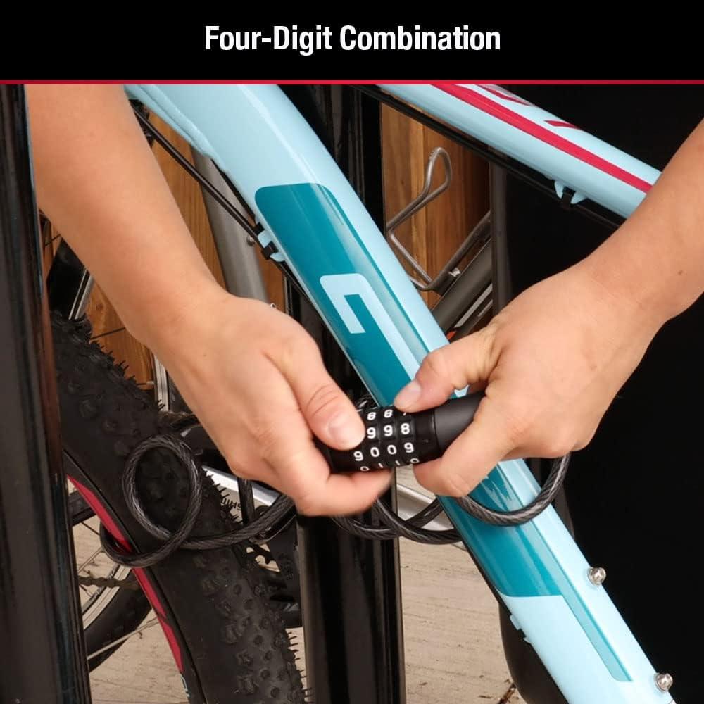 imageMaster Lock Black Set Your Own Combination Bike Lock Metal Cable Lock has a Weather Resistant Vinyl Coating for Outdoor Durability 5 Feet Long 8370D6 Ft Set your own combo
