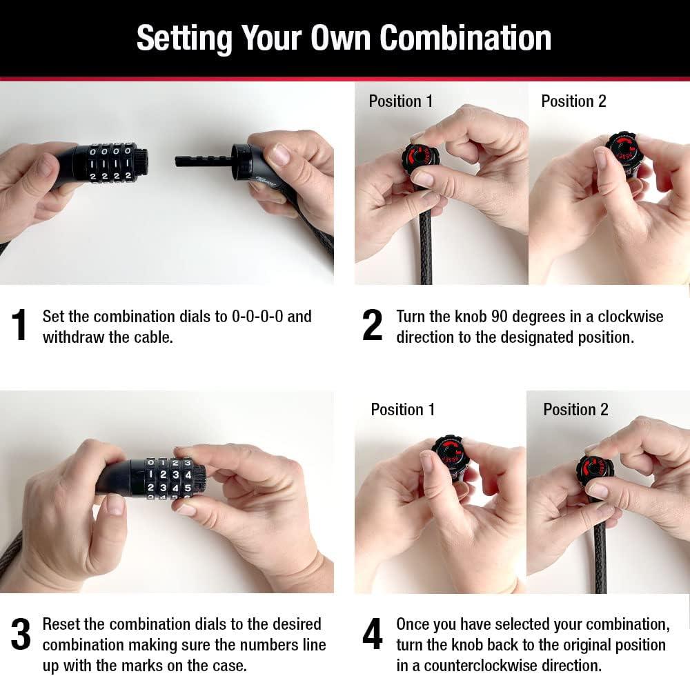 imageMaster Lock Black Set Your Own Combination Bike Lock Metal Cable Lock has a Weather Resistant Vinyl Coating for Outdoor Durability 5 Feet Long 8370D6 Ft Set your own combo