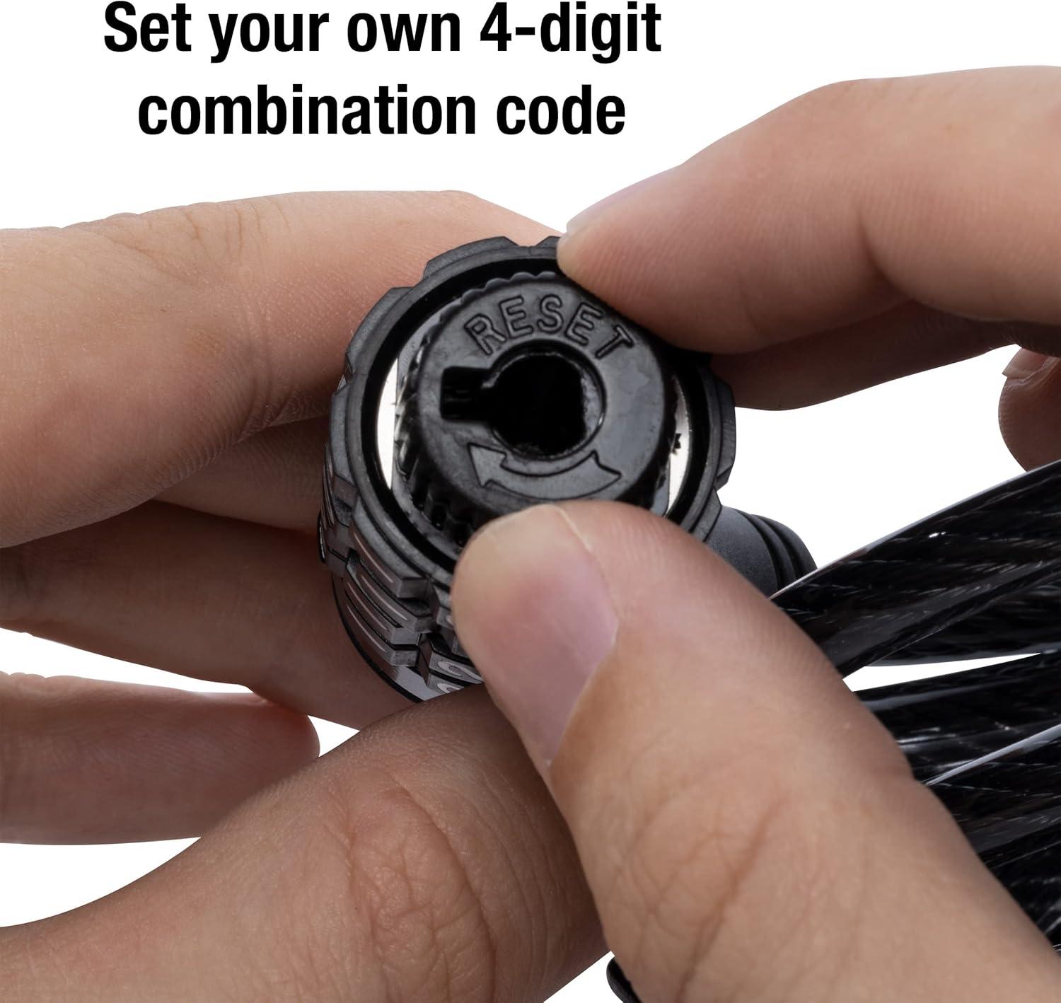 imageMaster Lock Black Set Your Own Combination Bike Lock Metal Cable Lock has a Weather Resistant Vinyl Coating for Outdoor Durability 5 Feet Long 8370D6 Ft Set your own combo