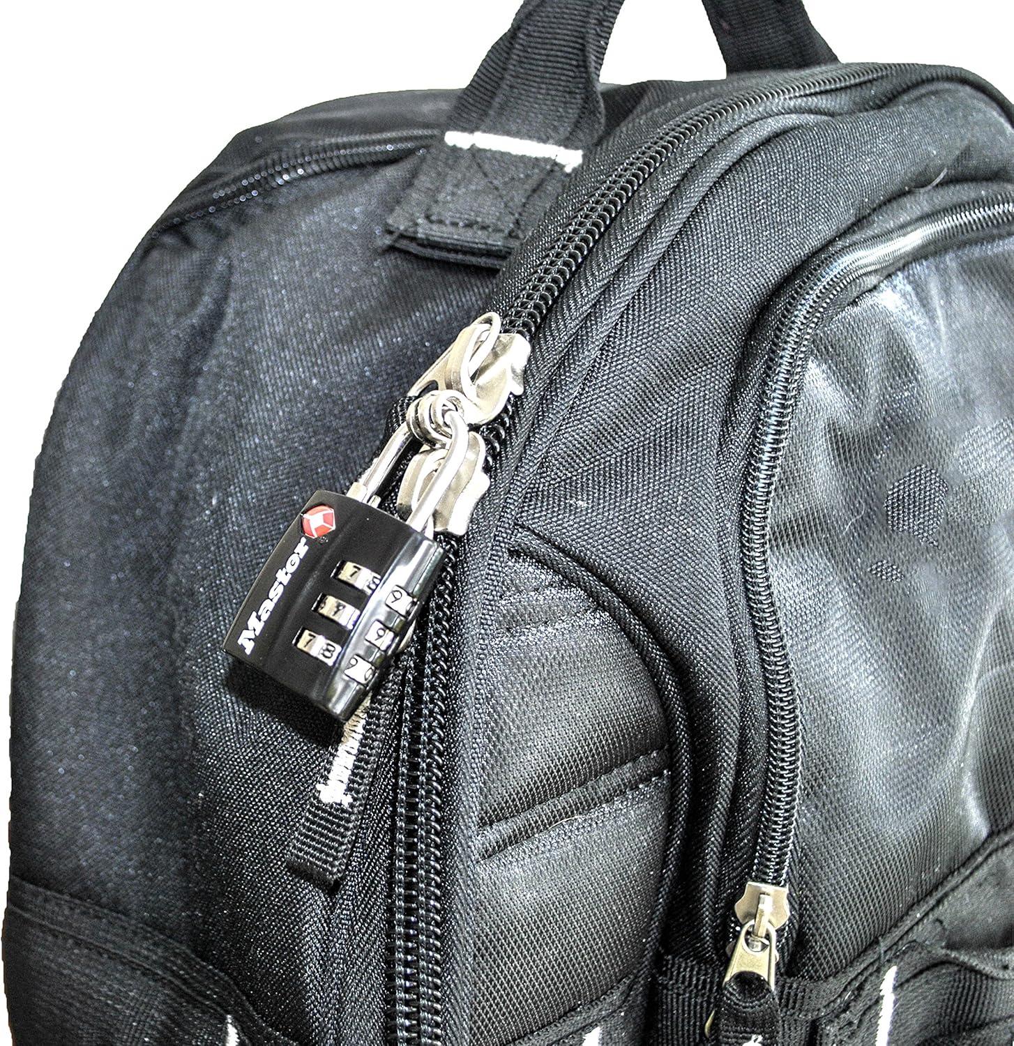 imageMaster Lock Black TSAApproved Luggage Lock with Wide Lock Body and Thin Durable Steel Shackle Zipper Lock for Backpacks Luggage 4680DBLK1 Pack