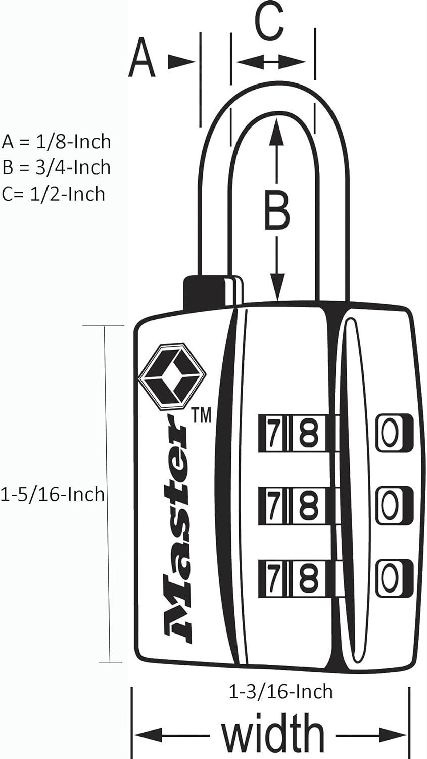 imageMaster Lock Black TSAApproved Luggage Lock with Wide Lock Body and Thin Durable Steel Shackle Zipper Lock for Backpacks Luggage 4680DBLK2 Pack