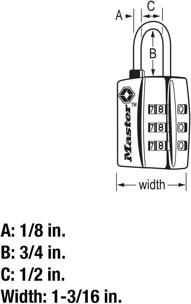 imageMaster Lock Black TSAApproved Luggage Lock with Wide Lock Body and Thin Durable Steel Shackle Zipper Lock for Backpacks Luggage 4680DBLK3 Pack