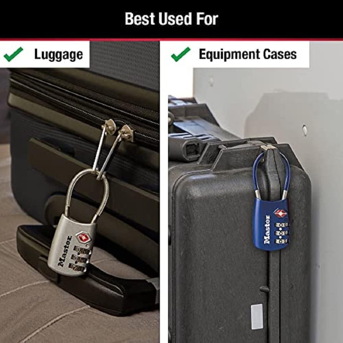 imageMaster Lock Blue Set Your Own Combination TSA Approved Luggage Lock Travel Zipper Padlock is Perfect for Suitcases Bags or Backpacks 4688DAssorted Colors