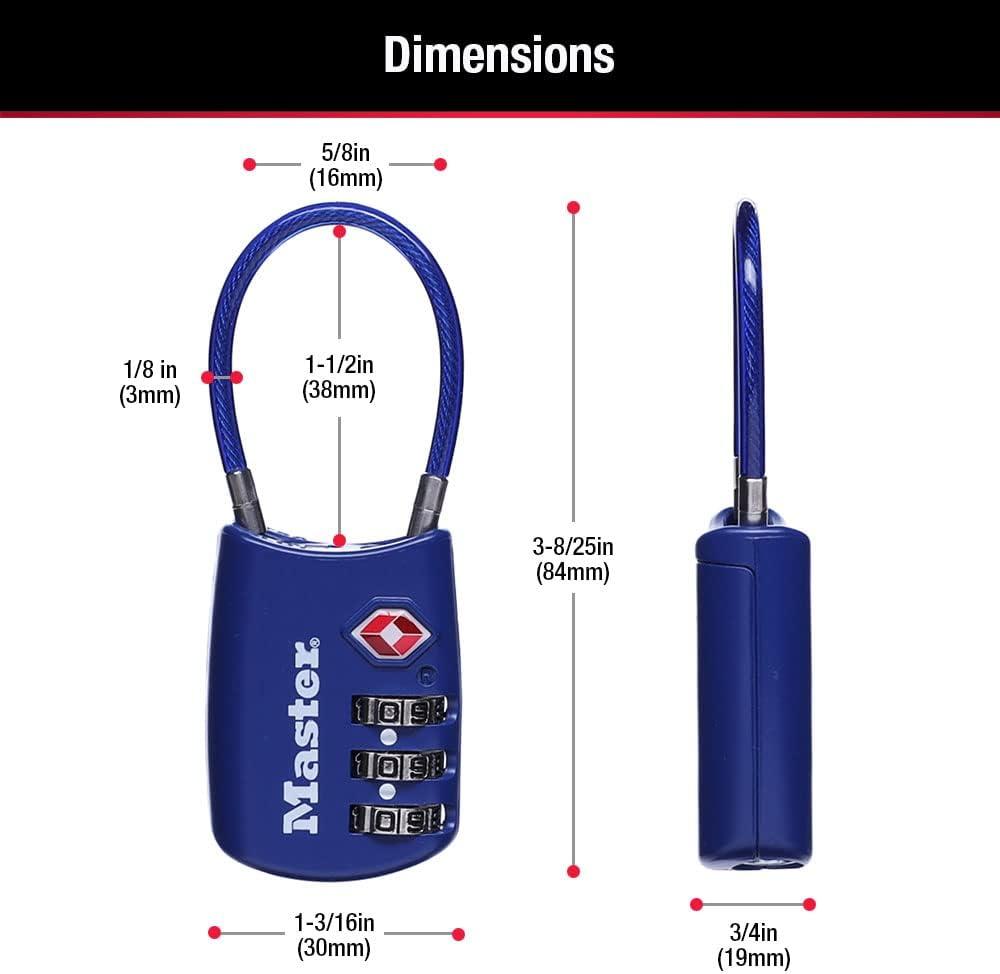 imageMaster Lock Blue Set Your Own Combination TSA Approved Luggage Lock Travel Zipper Padlock is Perfect for Suitcases Bags or Backpacks 4688DAssorted Colors