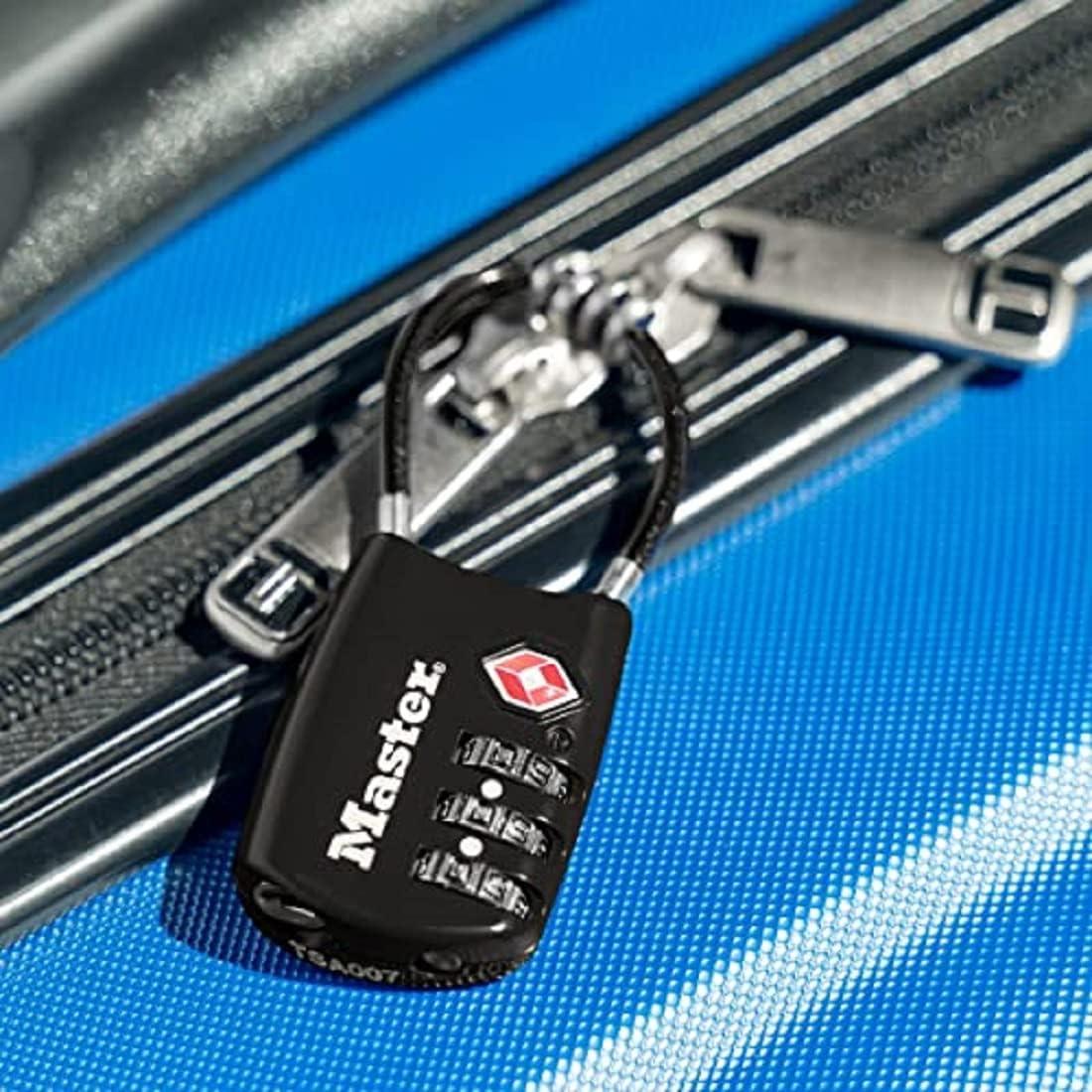 imageMaster Lock Blue Set Your Own Combination TSA Approved Luggage Lock Travel Zipper Padlock is Perfect for Suitcases Bags or Backpacks 4688DAssorted Colors