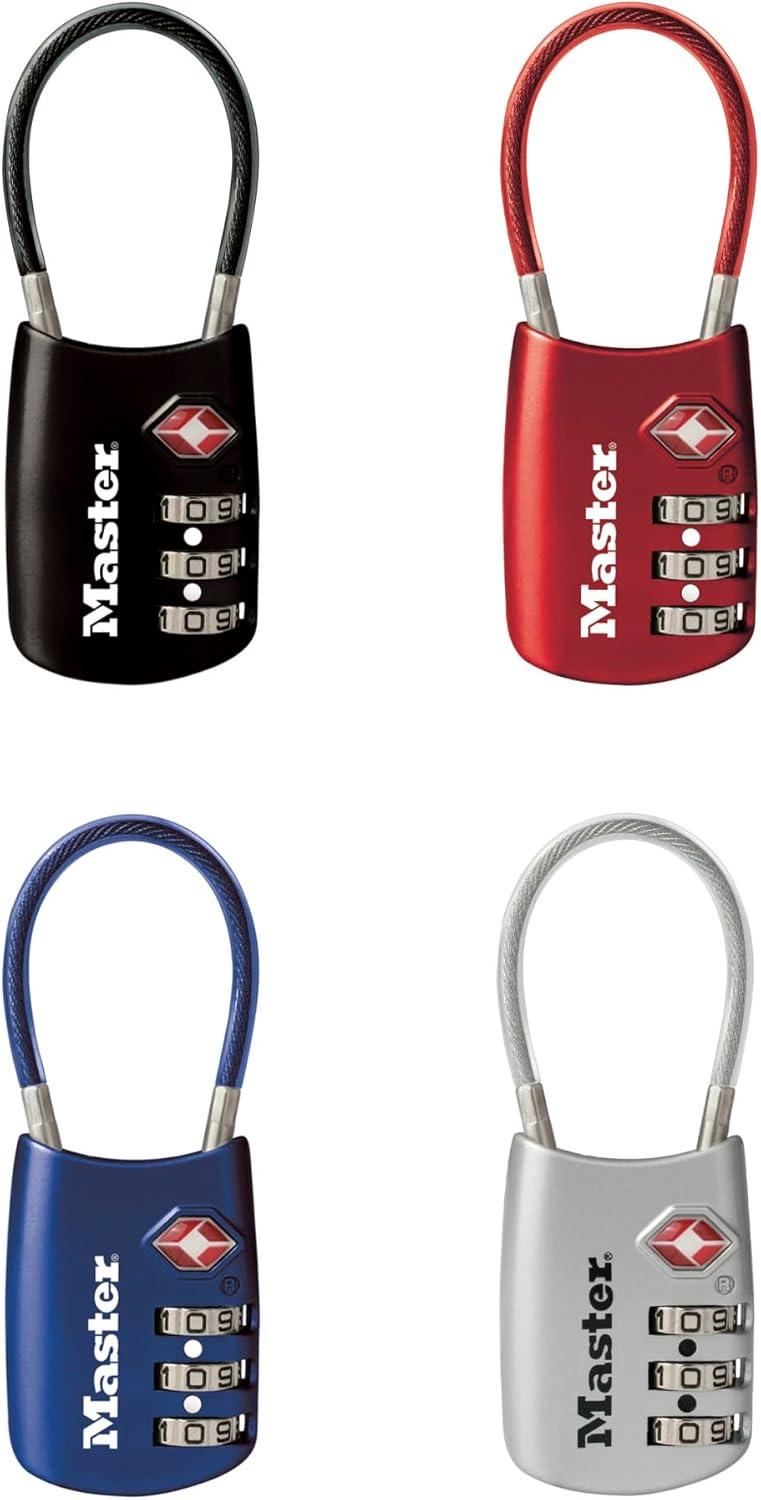 imageMaster Lock Blue Set Your Own Combination TSA Approved Luggage Lock Travel Zipper Padlock is Perfect for Suitcases Bags or Backpacks 4688DAssorted Colors