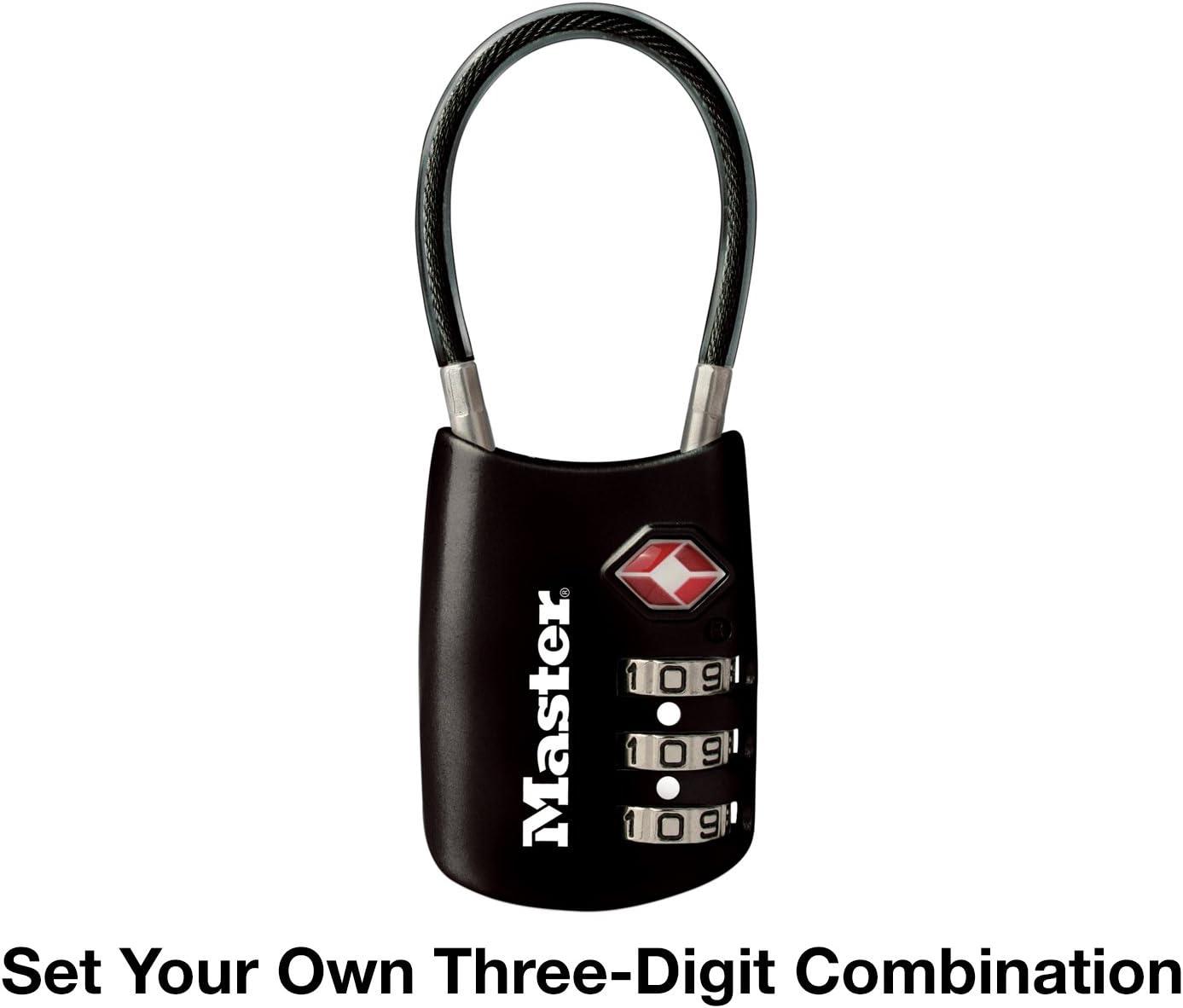 imageMaster Lock Blue Set Your Own Combination TSA Approved Luggage Lock Travel Zipper Padlock is Perfect for Suitcases Bags or Backpacks 4688DBlack