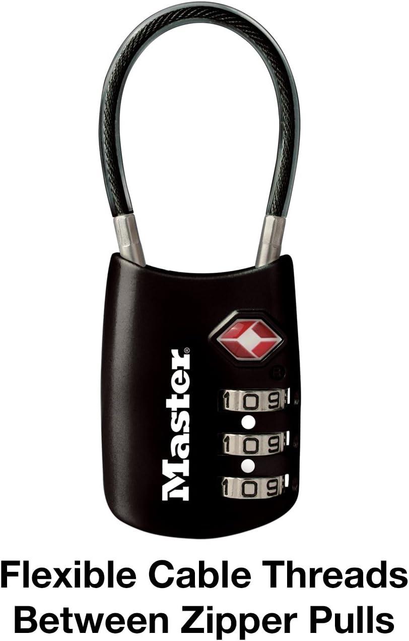 imageMaster Lock Blue Set Your Own Combination TSA Approved Luggage Lock Travel Zipper Padlock is Perfect for Suitcases Bags or Backpacks 4688DBlack