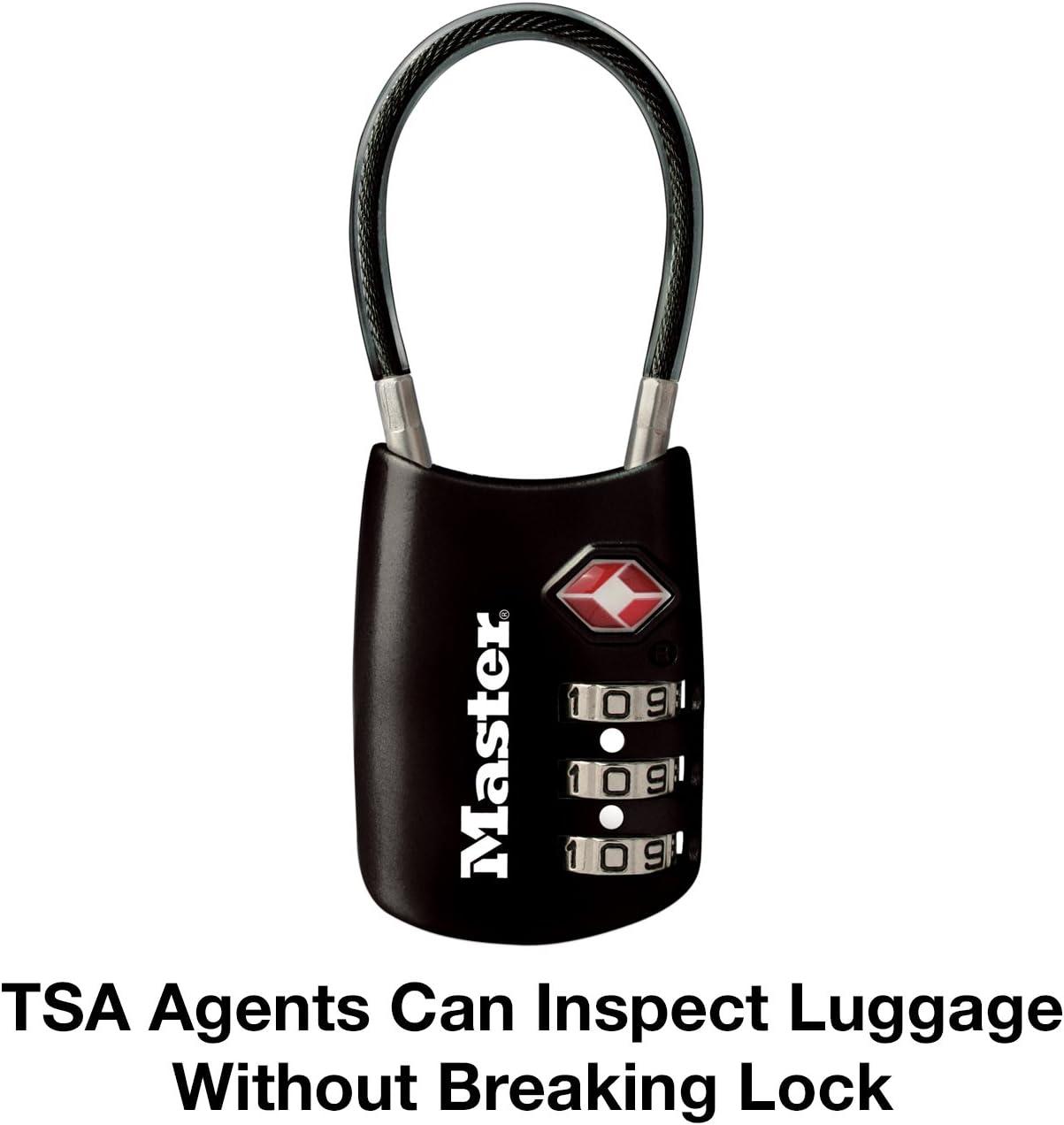 imageMaster Lock Blue Set Your Own Combination TSA Approved Luggage Lock Travel Zipper Padlock is Perfect for Suitcases Bags or Backpacks 4688DBlack