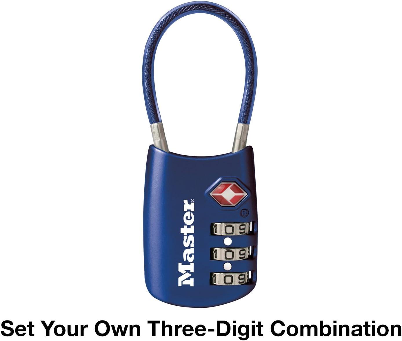 imageMaster Lock Blue Set Your Own Combination TSA Approved Luggage Lock Travel Zipper Padlock is Perfect for Suitcases Bags or Backpacks 4688DBlue