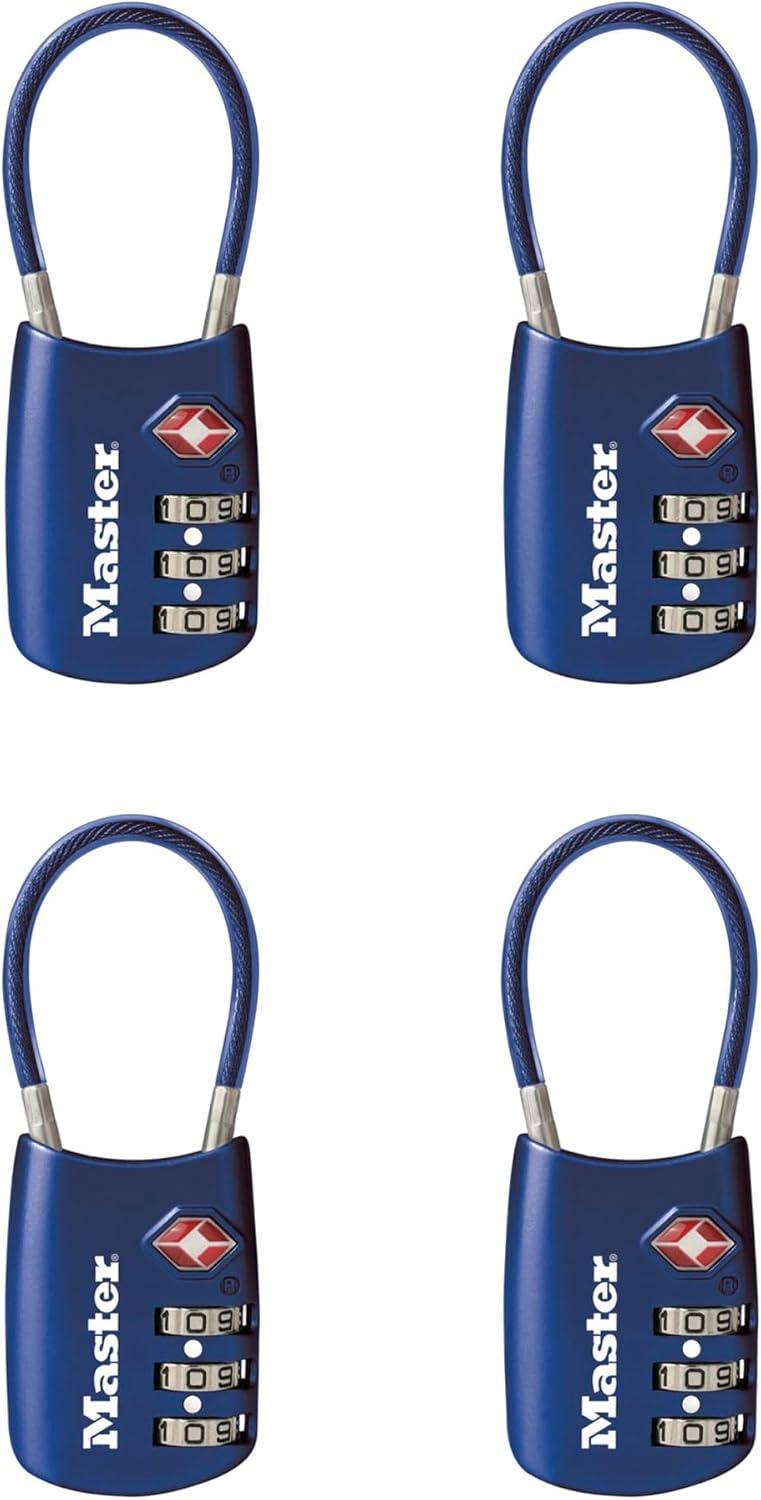 imageMaster Lock Blue Set Your Own Combination TSA Approved Luggage Lock Travel Zipper Padlock is Perfect for Suitcases Bags or Backpacks 4688DBlue