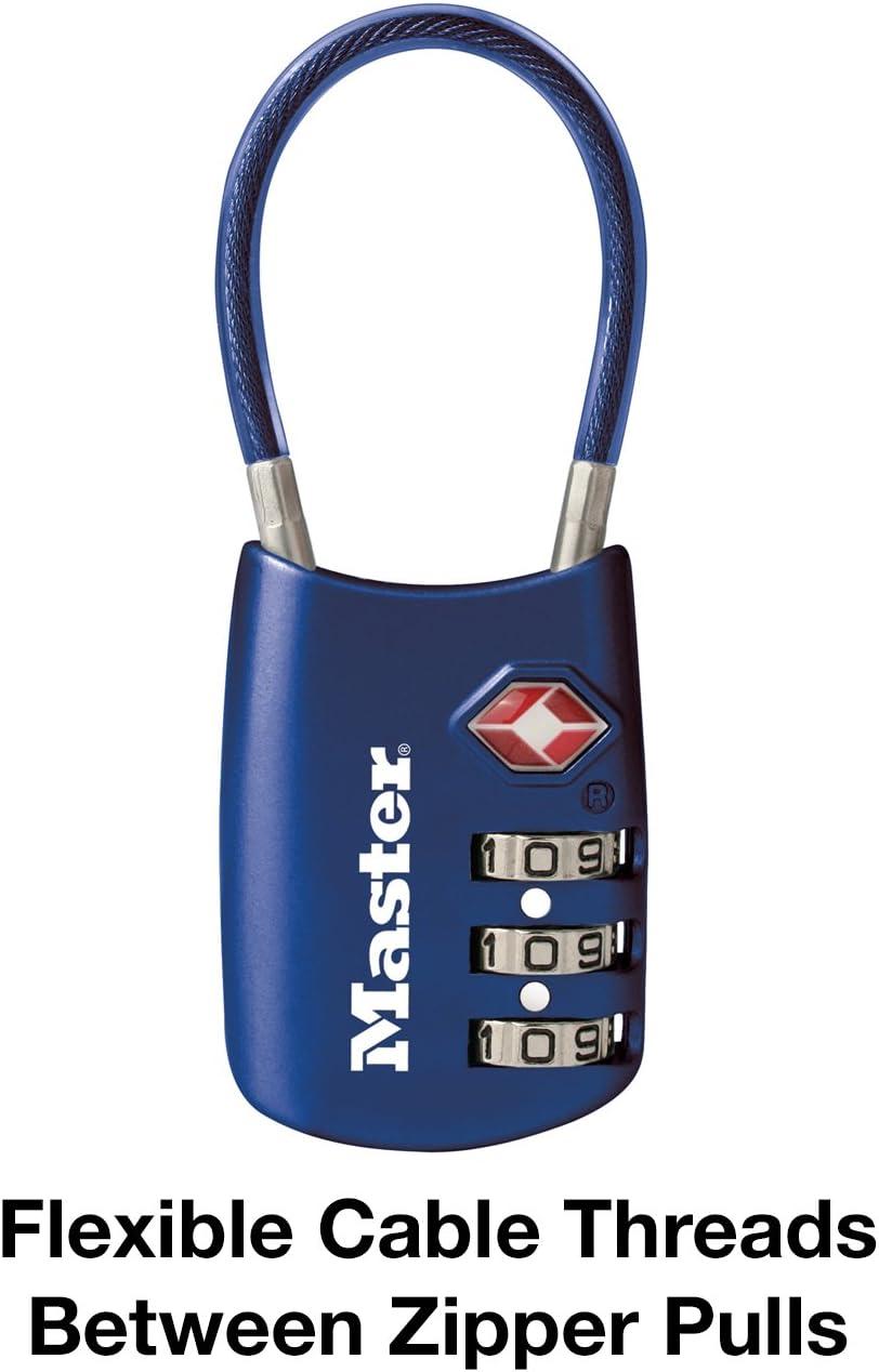 imageMaster Lock Blue Set Your Own Combination TSA Approved Luggage Lock Travel Zipper Padlock is Perfect for Suitcases Bags or Backpacks 4688DBlue