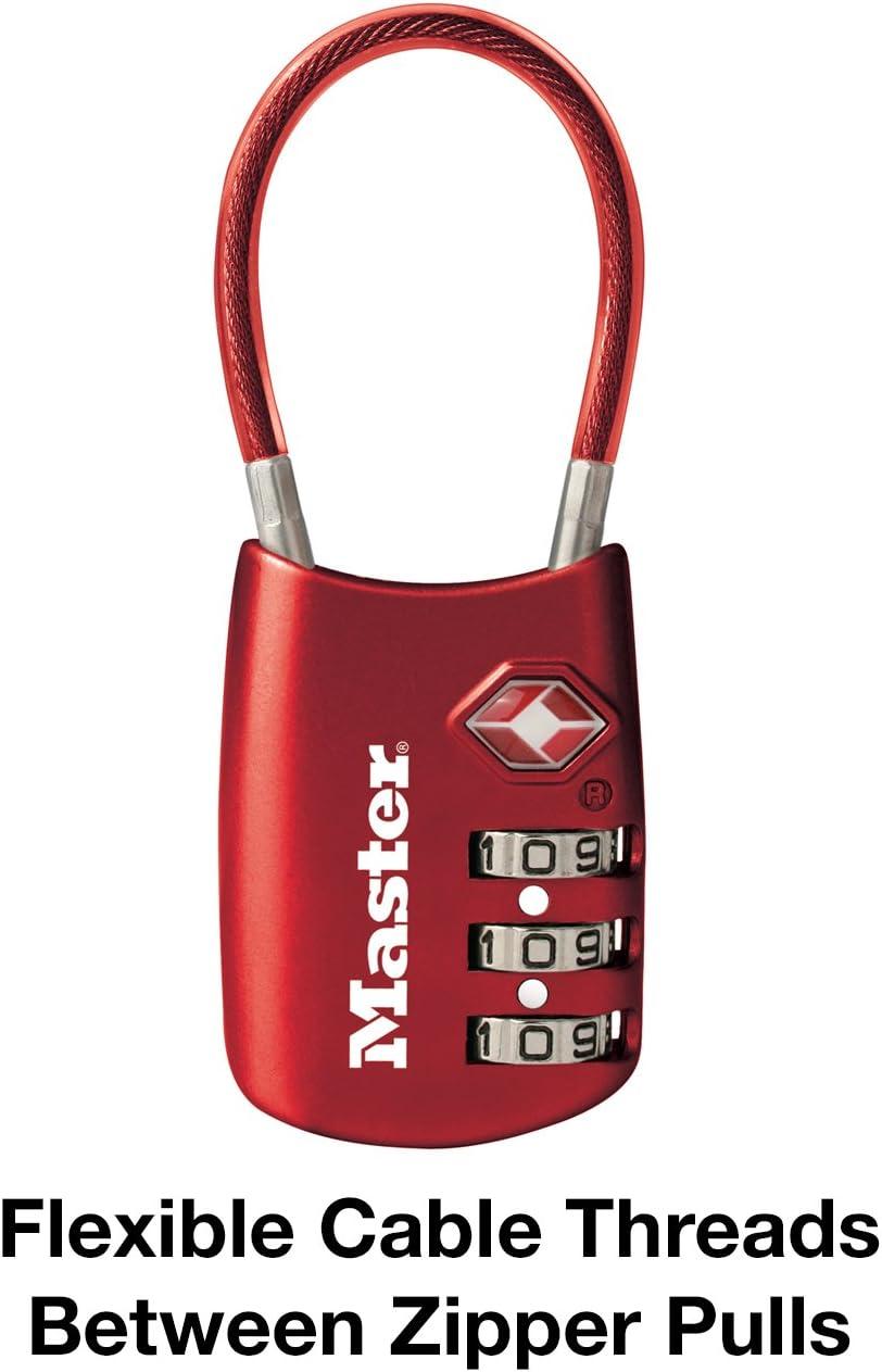imageMaster Lock Blue Set Your Own Combination TSA Approved Luggage Lock Travel Zipper Padlock is Perfect for Suitcases Bags or Backpacks 4688DRed