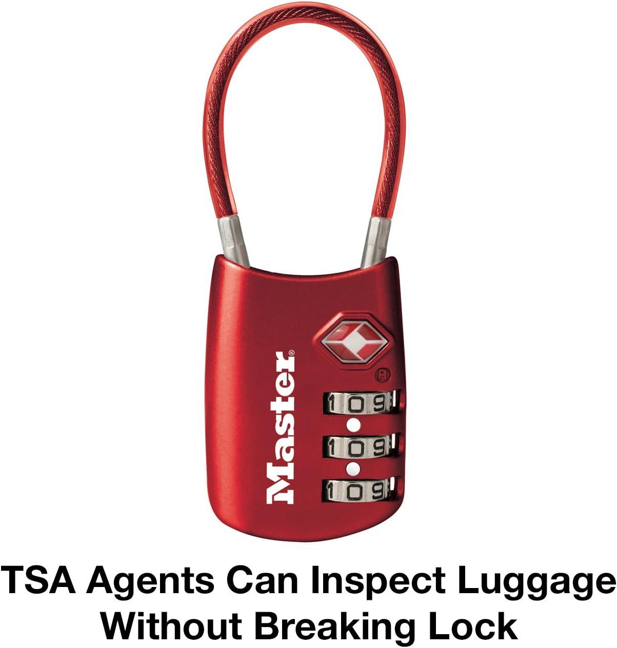 imageMaster Lock Blue Set Your Own Combination TSA Approved Luggage Lock Travel Zipper Padlock is Perfect for Suitcases Bags or Backpacks 4688DRed