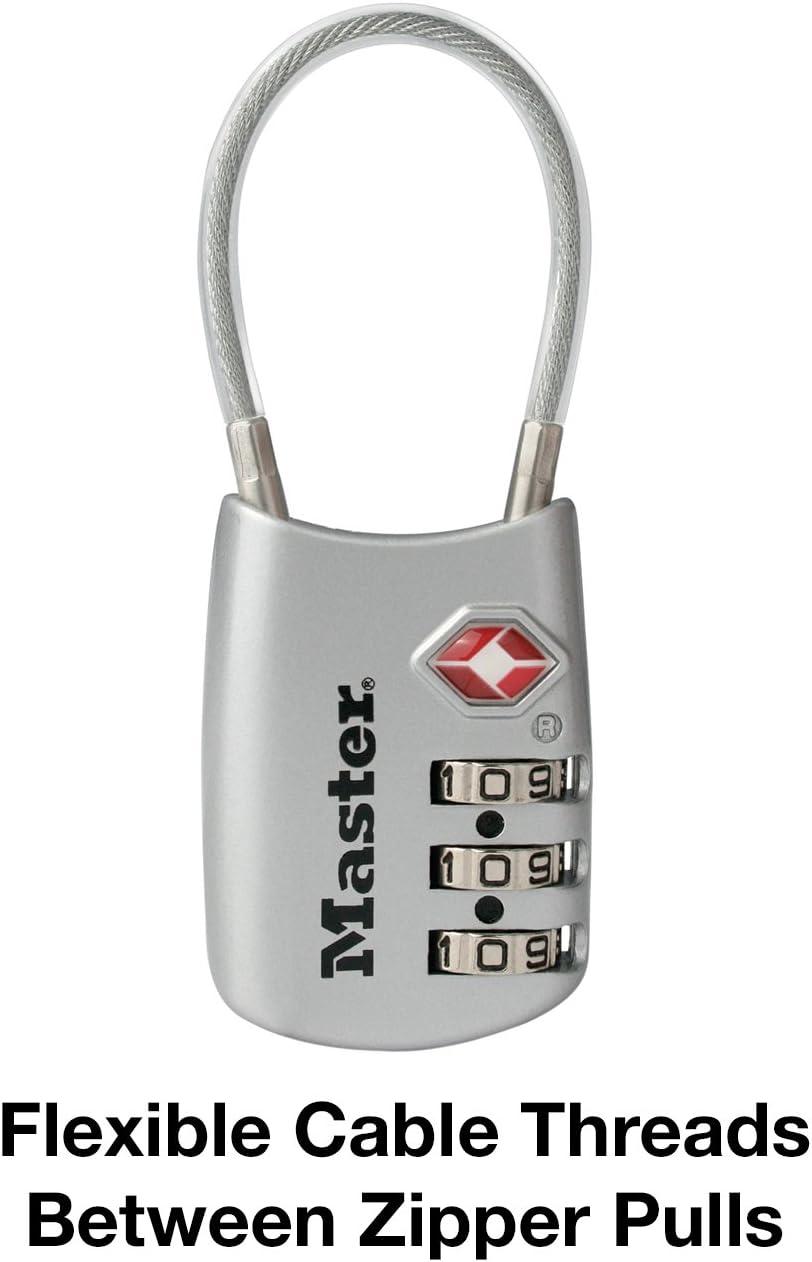 imageMaster Lock Blue Set Your Own Combination TSA Approved Luggage Lock Travel Zipper Padlock is Perfect for Suitcases Bags or Backpacks 4688DSilver