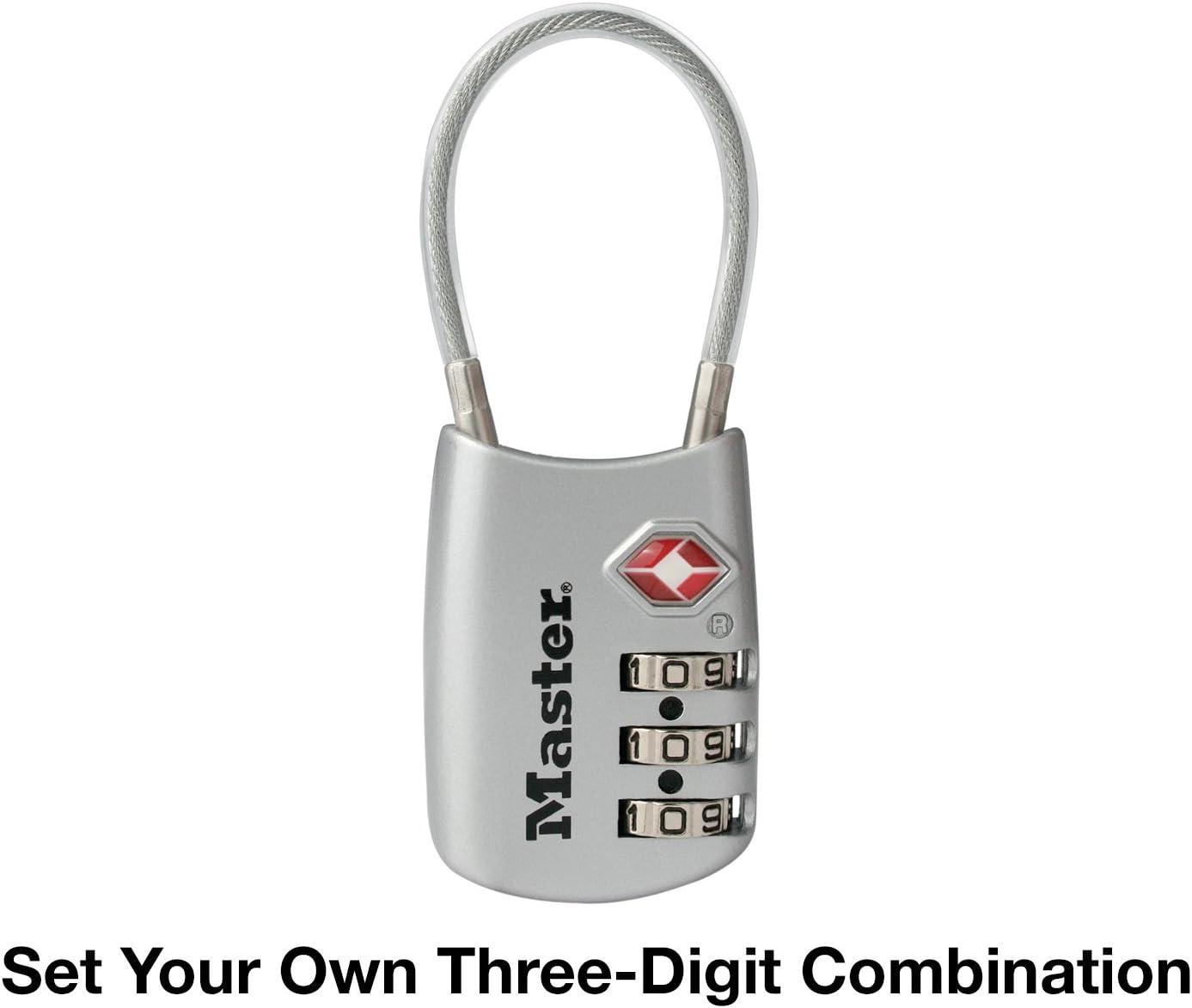 imageMaster Lock Blue Set Your Own Combination TSA Approved Luggage Lock Travel Zipper Padlock is Perfect for Suitcases Bags or Backpacks 4688DSilver