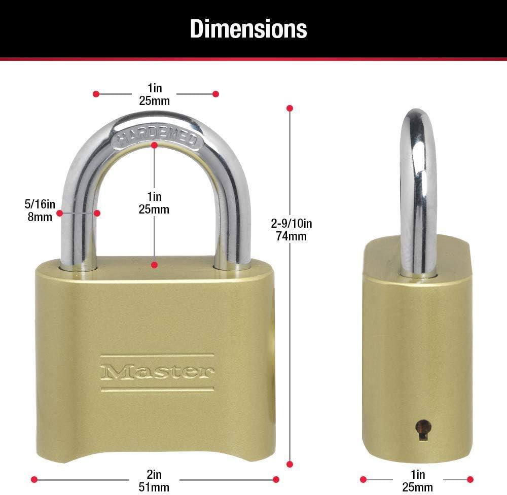 imageMaster Lock Brass Combination Padlock for Indoor and Outdoor use with Resettable Combination for Gym Locker Gate Fence or Shed Lock 175D1 Pack