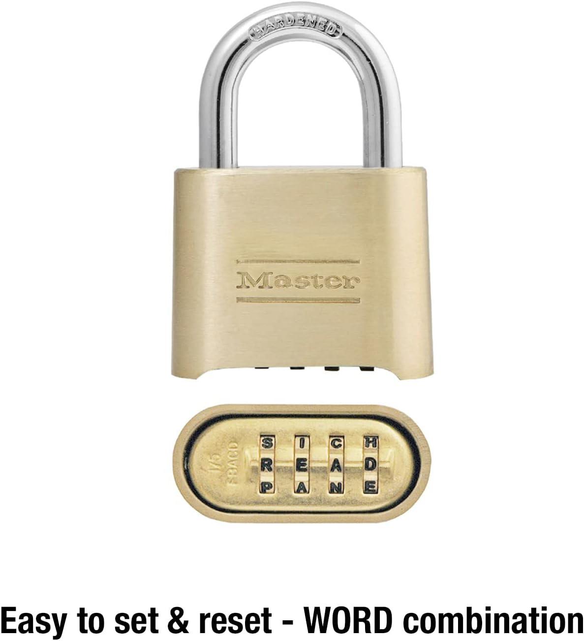 imageMaster Lock Brass Combination Padlock for Indoor and Outdoor use with Resettable Combination for Gym Locker Gate Fence or Shed Lock 175D1 Pack