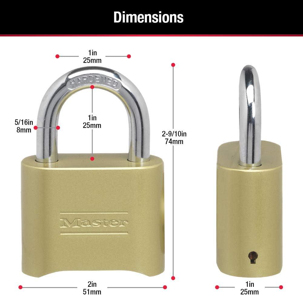 imageMaster Lock Brass Combination Padlock for Indoor and Outdoor use with Resettable Combination for Gym Locker Gate Fence or Shed Lock 175D2 Pack