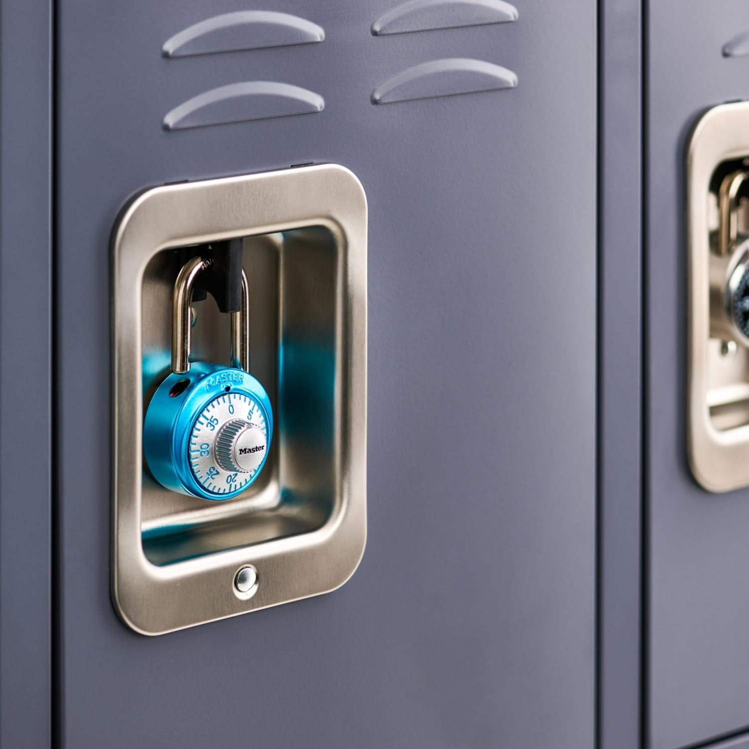 imageMaster Lock Light Blue Gym Locker Lock Indoor Combination Padlock with Aluminum Cover for School Locker 3Digit Code 1561DLTBLULight Blue