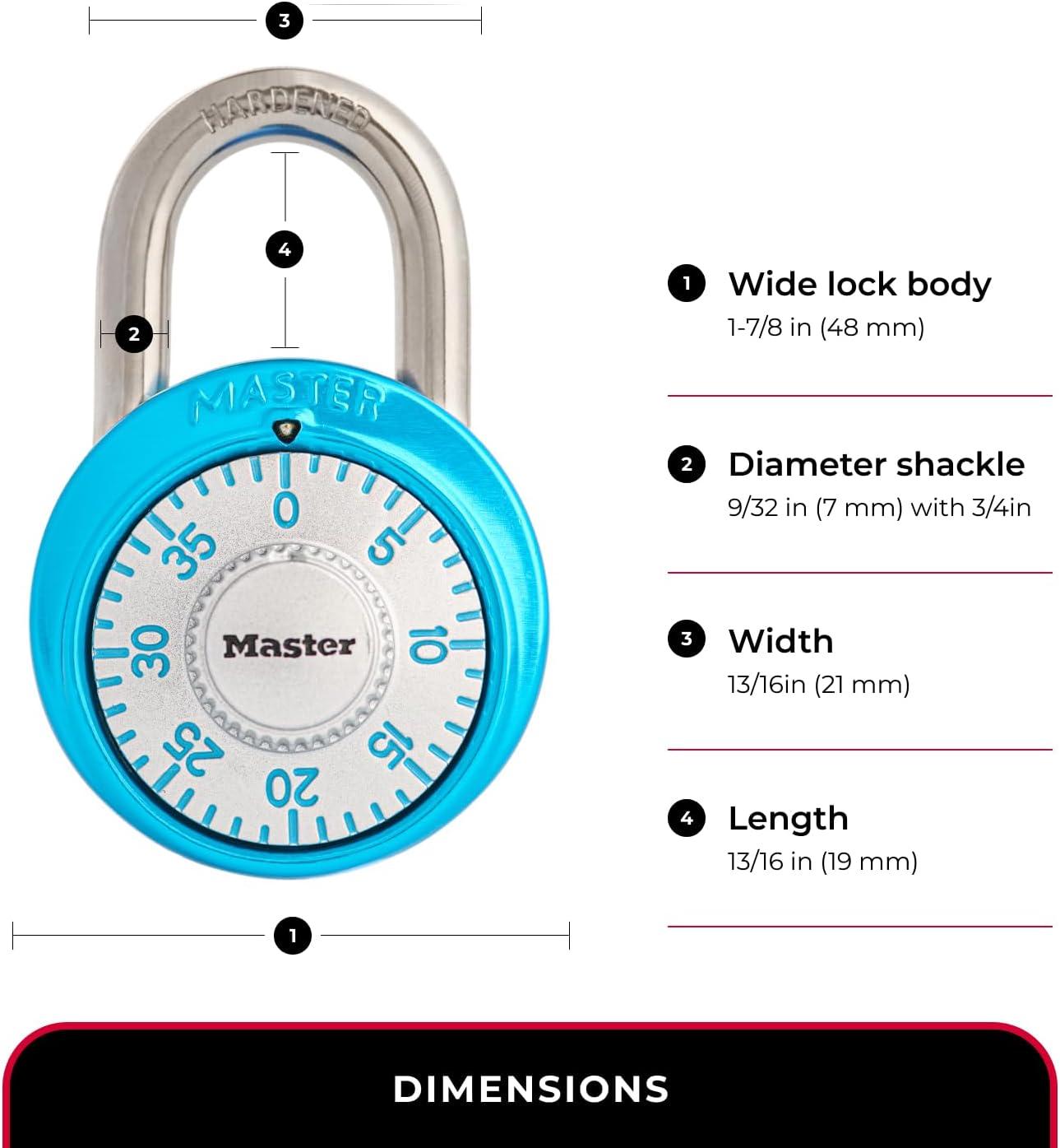 imageMaster Lock Light Blue Gym Locker Lock Indoor Combination Padlock with Aluminum Cover for School Locker 3Digit Code 1561DLTBLULight Blue