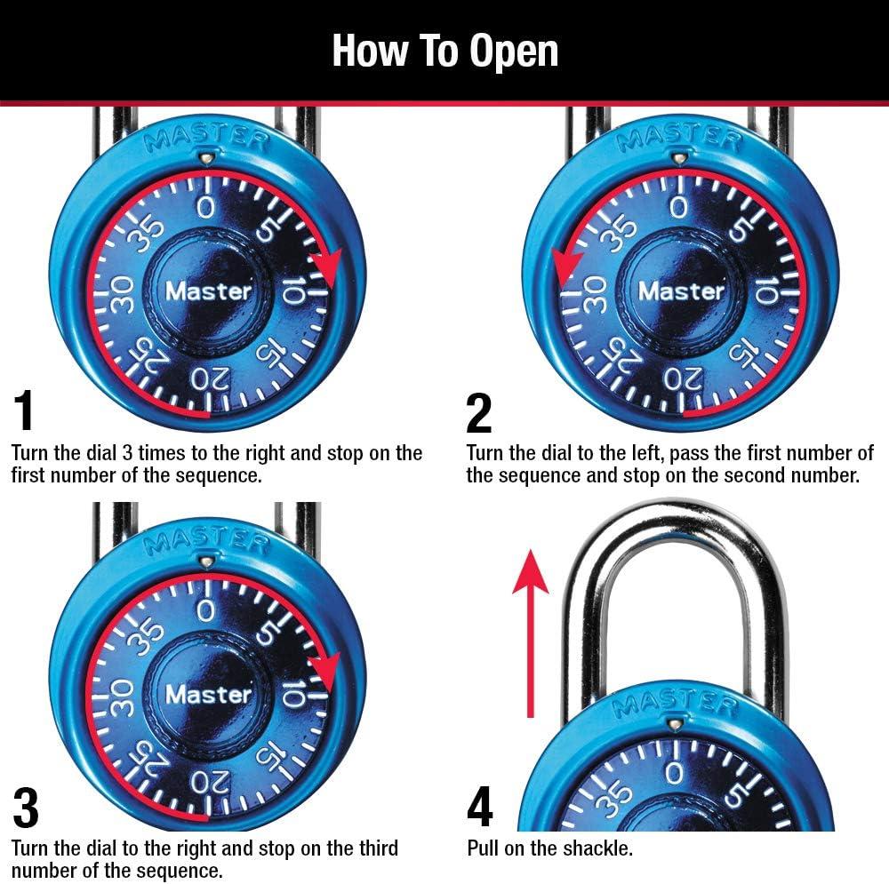 imageMaster Lock Padlock Mini Dial Combination Lock for Gym or School Lockers Small Lock is 1916 Inches Wide Color Assortment Pack Pack of 3 1533TRI3 count Pack of 1