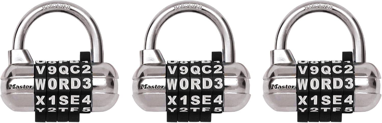 imageMaster Lock Padlock Set Your Own Word Combination Lock 212 in Wide Black 1534DBLKWord Combo  Assorted Colors