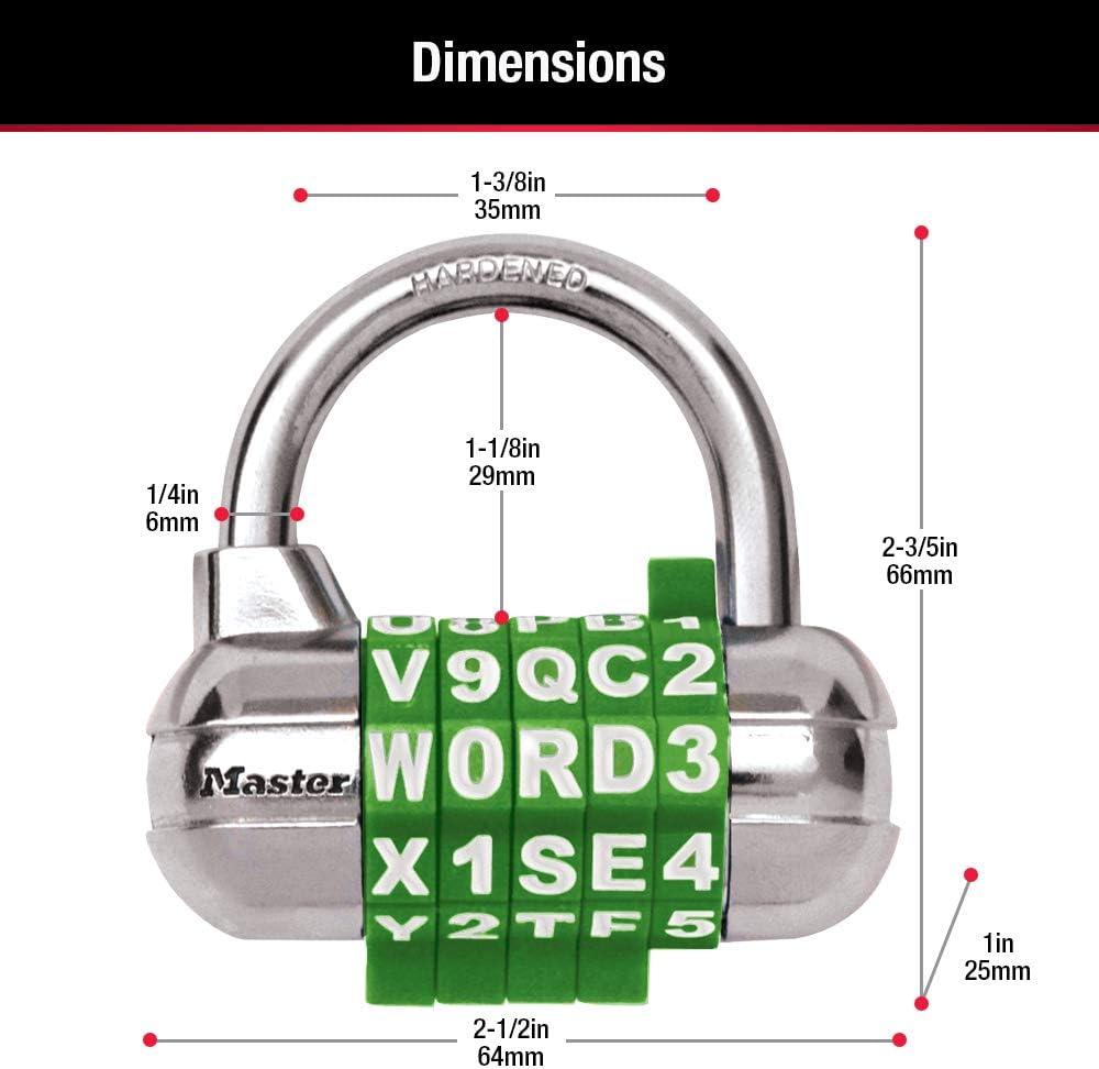 imageMaster Lock Padlock Set Your Own Word Combination Lock 212 in Wide Black 1534DBLKWord Combo  Assorted Colors