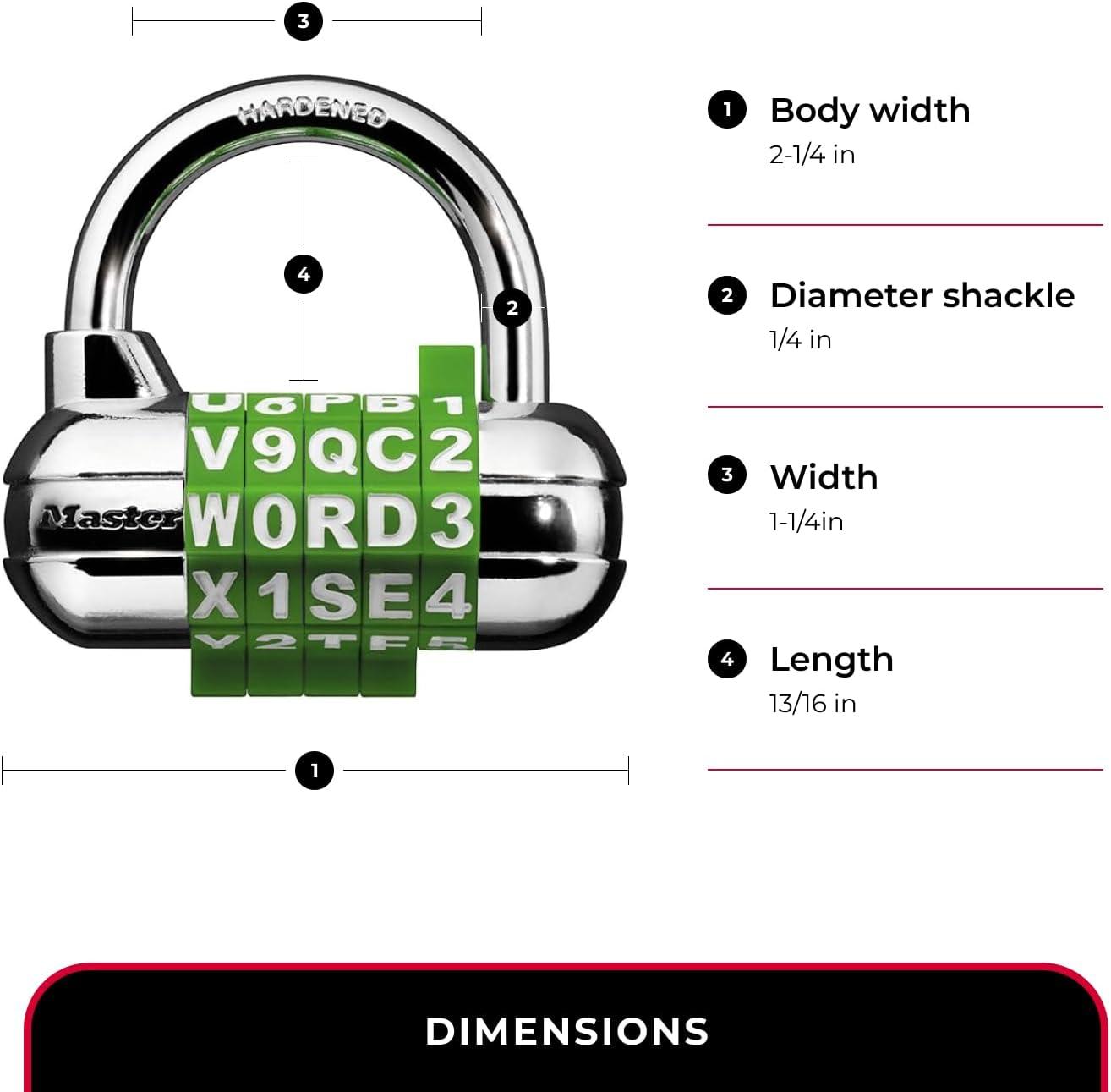 imageMaster Lock Padlock Set Your Own Word Combination Lock 212 in Wide Black 1534DBLKWord Combo  Assorted Colors