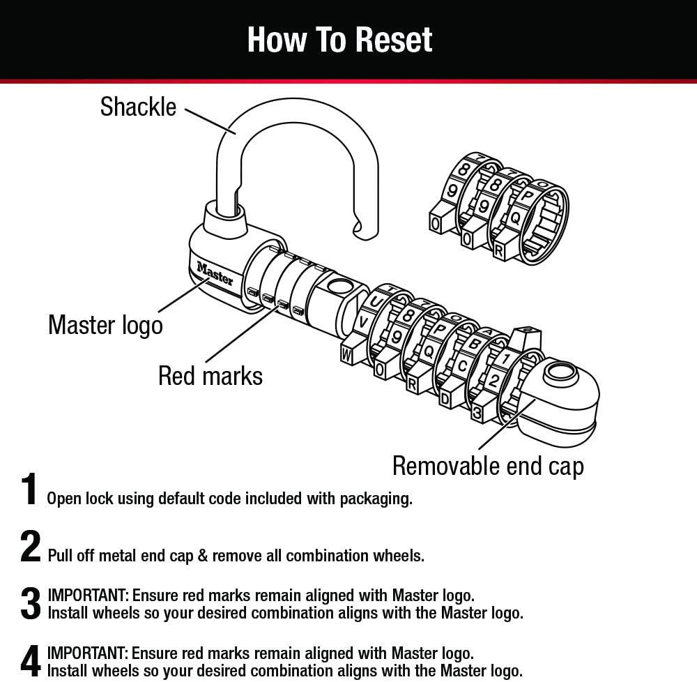 imageMaster Lock Padlock Set Your Own Word Combination Lock 212 in Wide Black 1534DBLKWord Combo  Assorted Colors